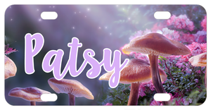mystical background of mushrooms blooming and any name personalized
