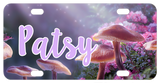 mystical background of mushrooms blooming and any name personalized