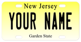 New Jersey License Plate Gradient Yellow Background New Jersey on top Garden State on bottom Personalized with any text in center.