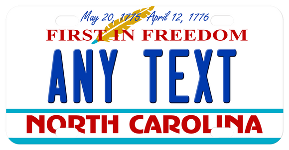 North Carolina First in Freedom Feather Design mini license plate with any personalized name