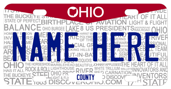 Ohio Word Art with watermark words about Ohio and your name and additional text personalized 