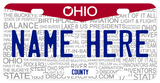 Ohio Word Art with watermark words about Ohio and your name and additional text personalized 