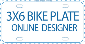 Online Designer for 3" x 6" Standard Size Bicycle License Plates. You design and preview before ordering