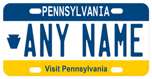 Personalized Pennsylvania mini plate with name keystone on left
