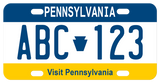 Personalized Pennsylvania Mini Bike Plate keystone in center between two text phrases