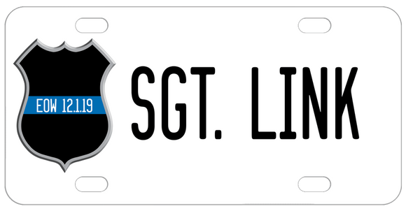Police badge with blue line and eow date personalized bike tags