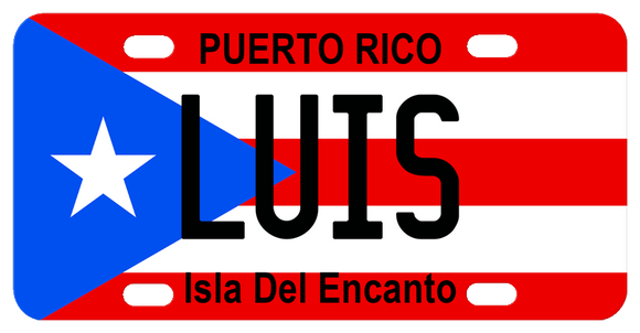 Flag of Puerto Rico with Red and White Stripes, Blue Triangle with White Star Personalized with any name