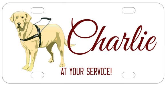 Labrador Retriever Service Dog illustration personalized with any name in the center and also can be personalized on top and bottom