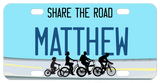Family Style Share the Road Bicycle License Plate with Adult and Child Bicycle Riders