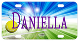 Tennis Court and Net with exciting rays of blue and green and personalized with any name on a license plate