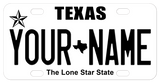 Texas Black and White Plate with State icon in between text in center