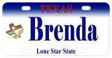 Similar to the plain Texas plate this design shows the state of texas in color blocked tans and gold with a yellow rose. Any name can be personalized in the center.