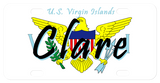 Us Virgin Islands text on top, Eagle holding leaf and arrows in background over eagle image