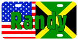 combination of USA and Jamaica Flags with name personalized in center of plate