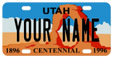 Utah Arch license plate personalized with any name in the center.