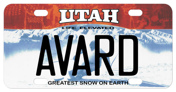 Utah live elevated skier custom mini bike plate with any name