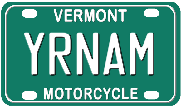 Vermont Dirt Bike License Plate Personalized