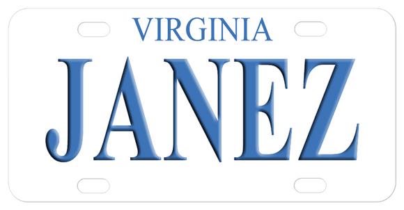 Virginia personalized mini license plates