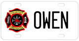 Volunteer Firefighter insignia on a bike plate or car tag with any name or custom text