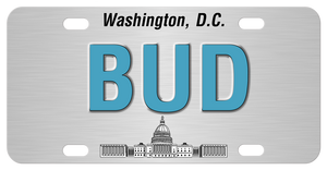 U.S. Washington Capitol building illustration and any name personalized on a mini bike plate
